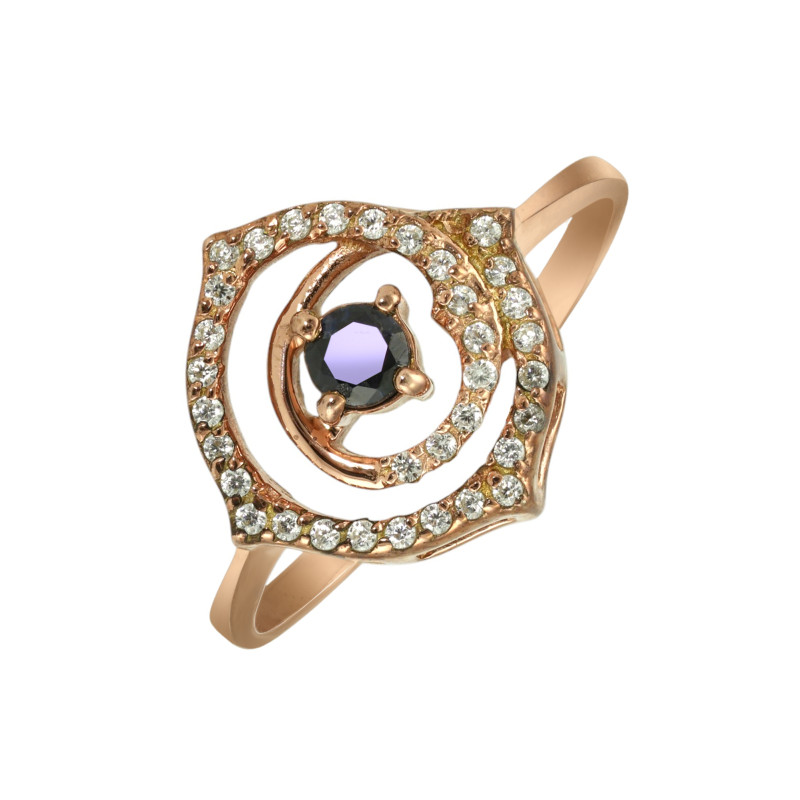 Кольцо из серебра с сапфиром и фианитами