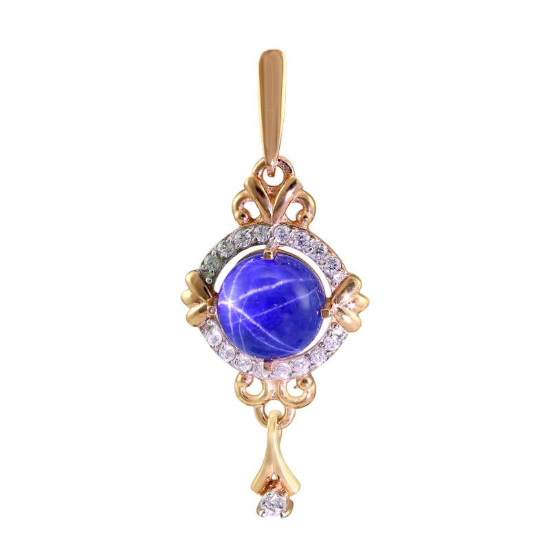 Подвеска из серебра с сапфиром и фианитами