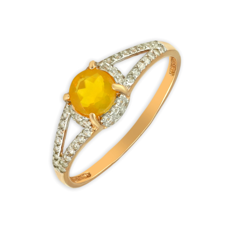 Серебряное кольцо с опалом и фианитами