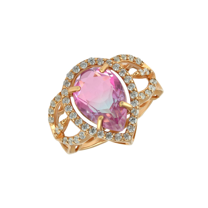 Серебряное кольцо с турмалином и фианитами