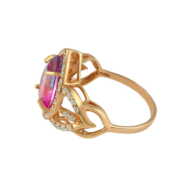 Серебряное кольцо с турмалином и фианитами