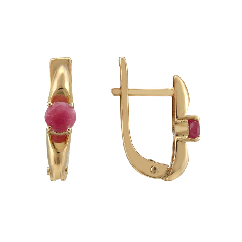 Серьги из серебра с натуральным рубином