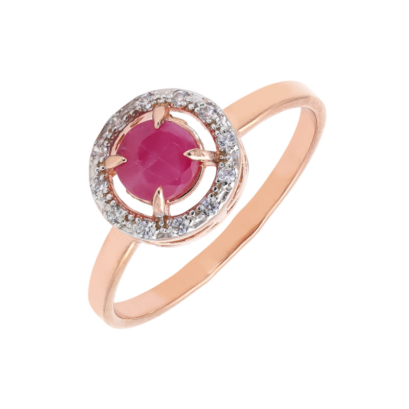 Кольцо из серебра с рубином и фианитами