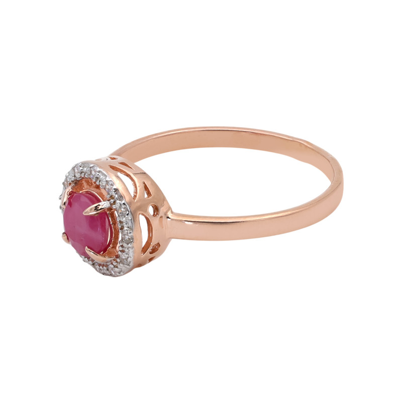 Кольцо из серебра с рубином и фианитами