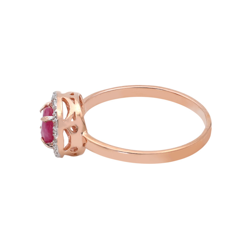 Кольцо из серебра с рубином и фианитами