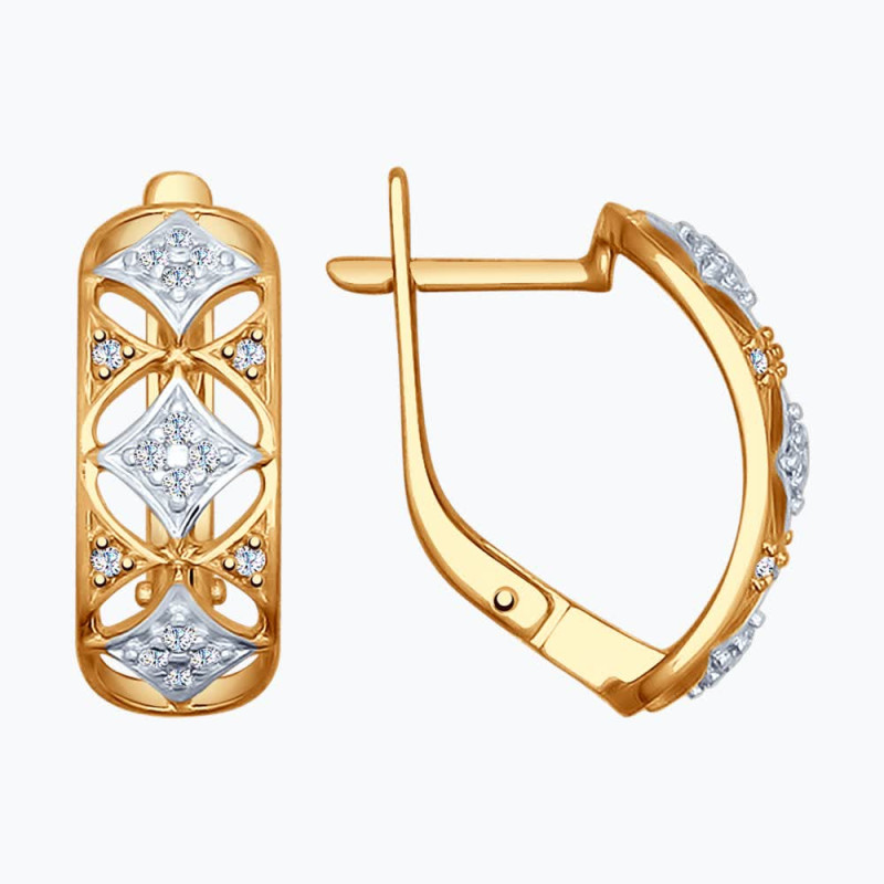Серьги из серебра с фианитами