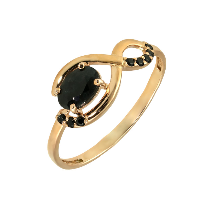 Кольцо из серебра с сапфиром и фианитами