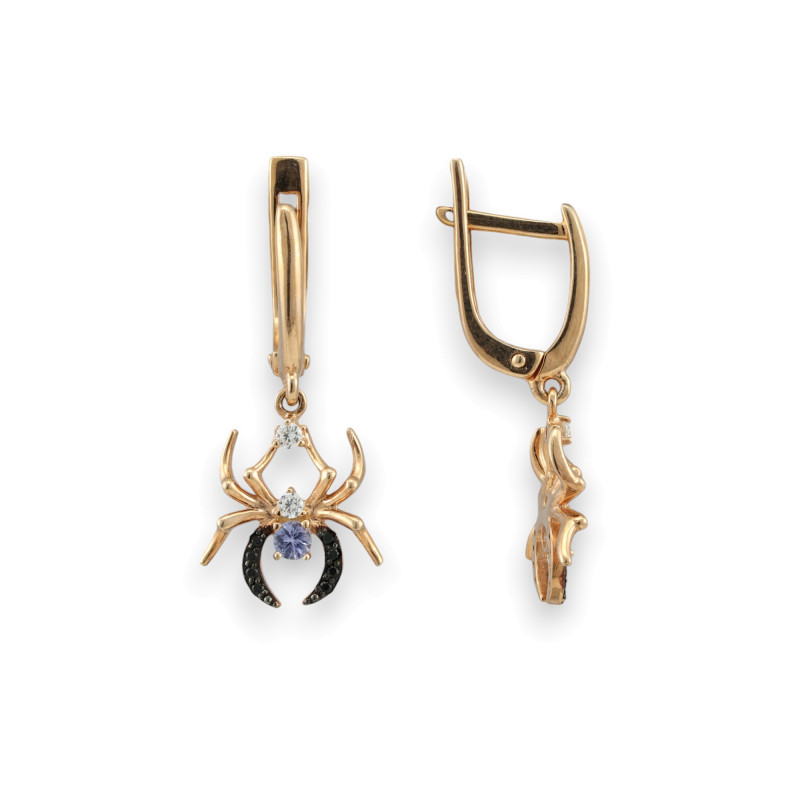 Серьги с танзанитом и фианитами