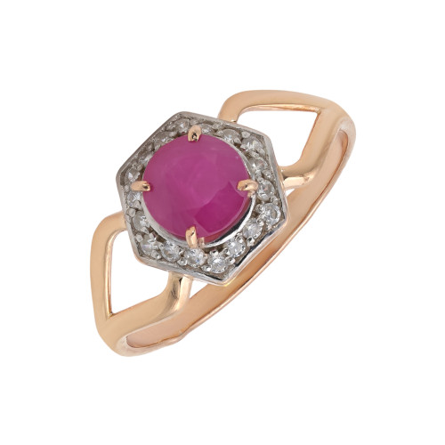 Серебряное кольцо с рубином и фианитами