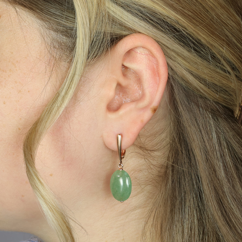 Серьги из серебра с натуральным нефритом