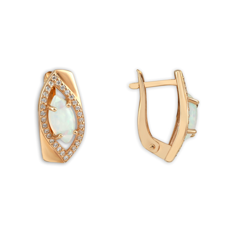 Серебряные серьги с опалом и позолотой