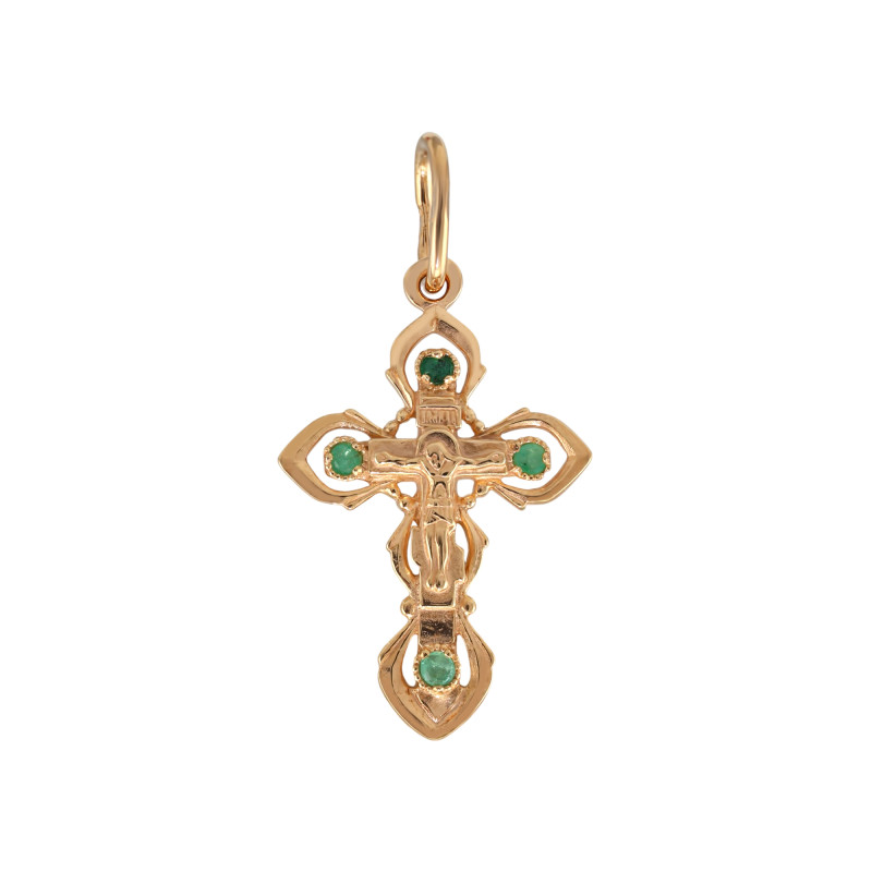 Крест из серебра с изумрудами