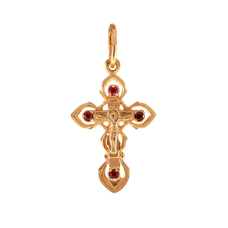 Серебряный крест с рубинами и позолотой