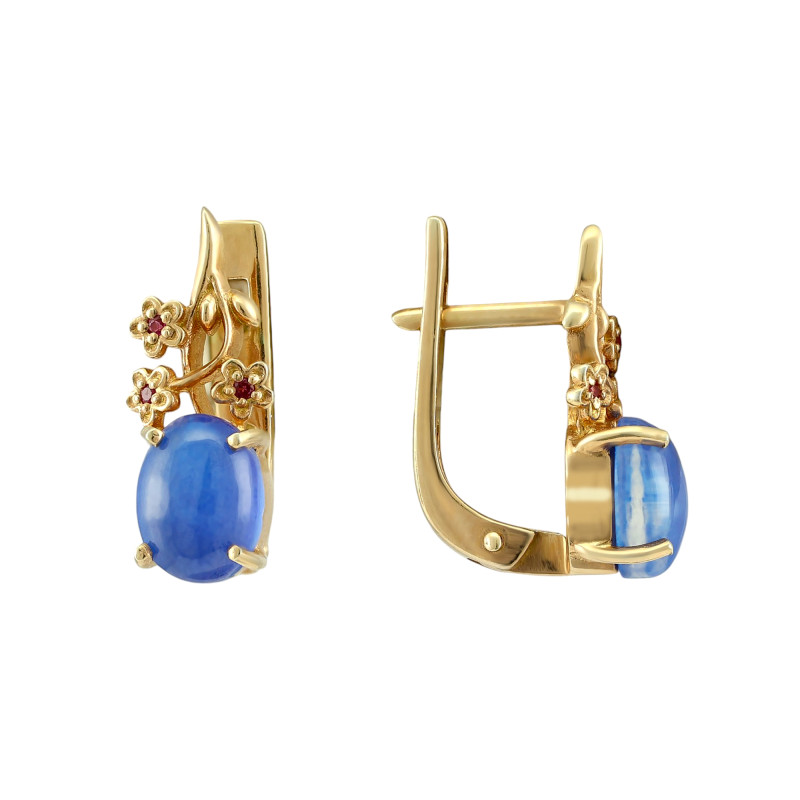 Серьги из серебра с сапфиром и рубинами