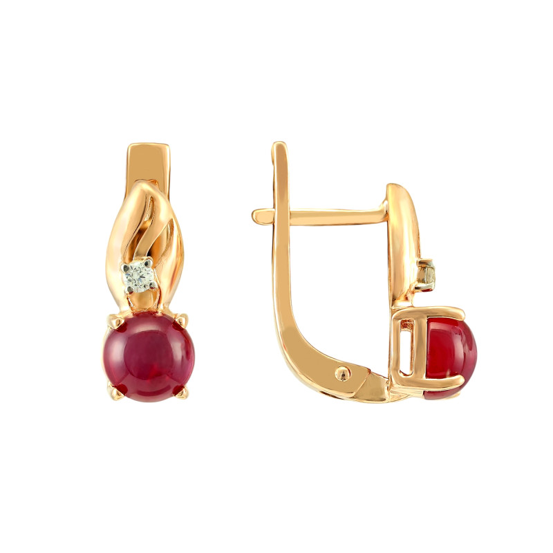 Серьги из серебра с рубинами и фианитами