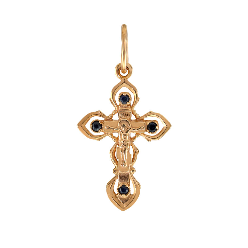 Крести позолоченный из серебра с сапфиром