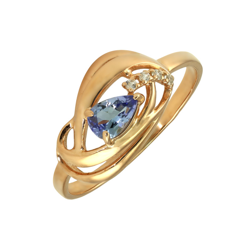 Кольцо из серебра с танзанитом и сапфиром