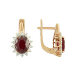 Серебряные серьги с рубинами и фианитами