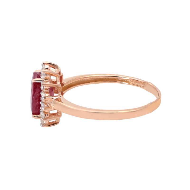 Кольцо серебряное с рубином и фианитами