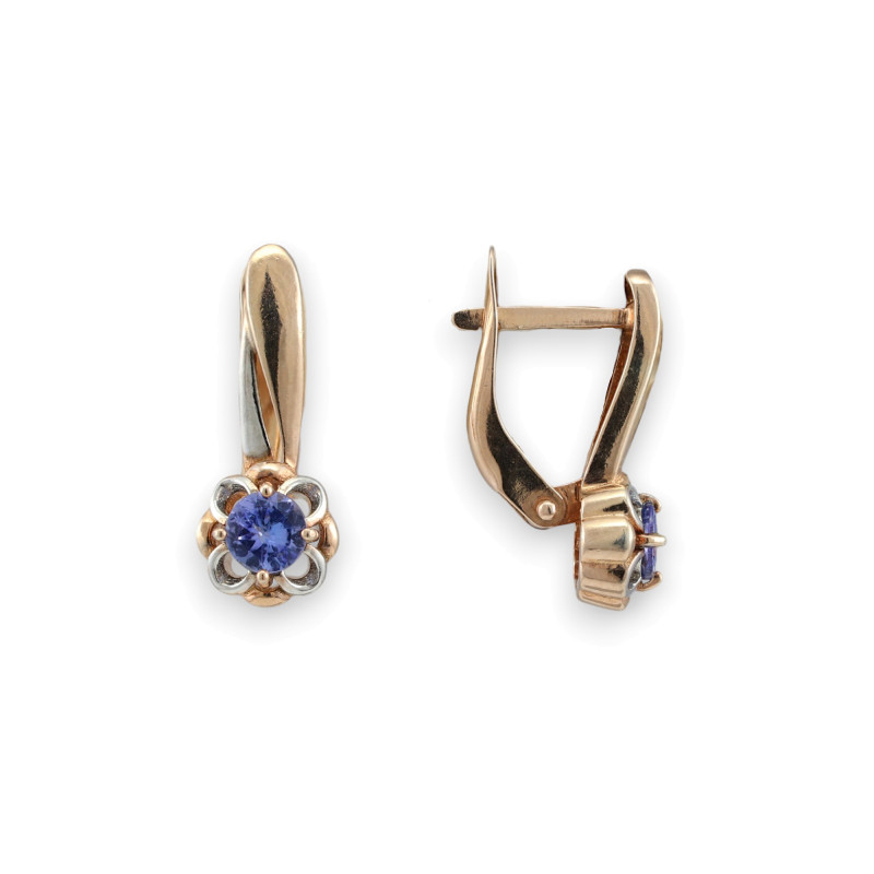 Серги с натуральным танзанитом