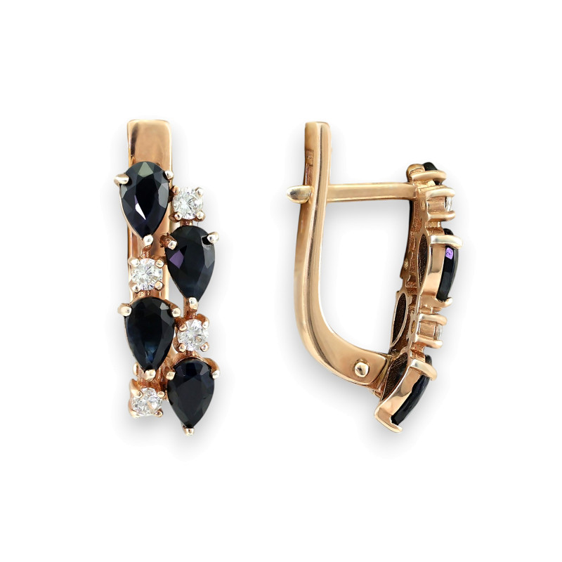 Серебряные серьги с сапфирами и фианитами