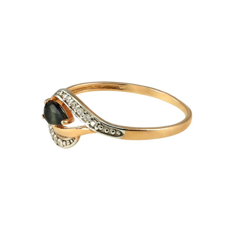 Кольцо из серебра с сапфиром и фианитами