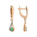 Серебряные серьги с натуральным изумрудом