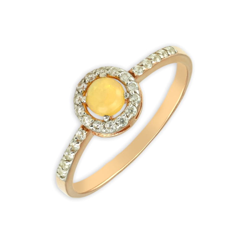 Кольцо из серебра с опалом и фианитами