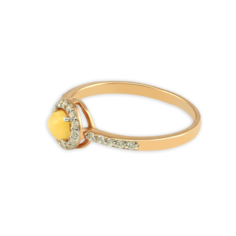 Кольцо из серебра с опалом и фианитами