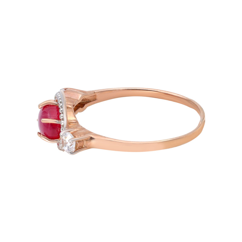 Серебряное кольцо с рубином и фианитом