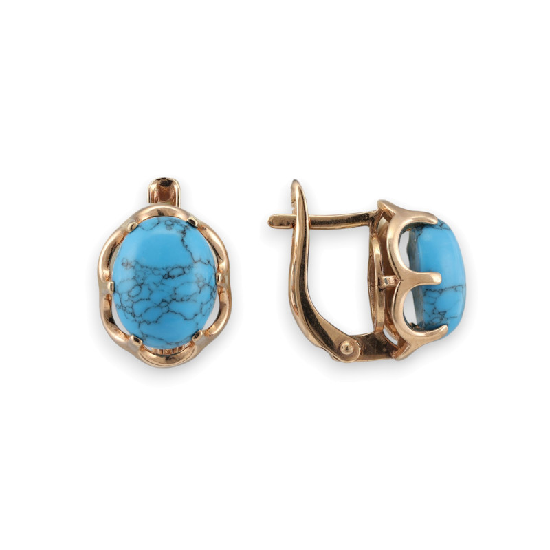 Позолоченные серьги с бирюзой