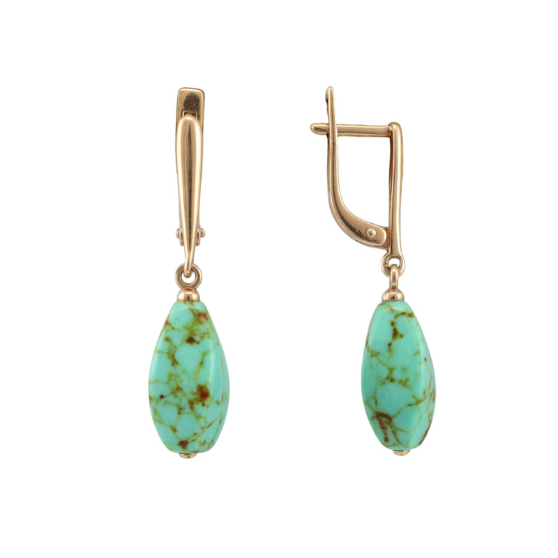 Серьги с бирюзой и позолотой