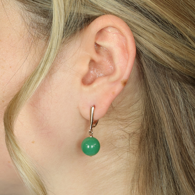 Серебряные серьги с натуральным нефритом