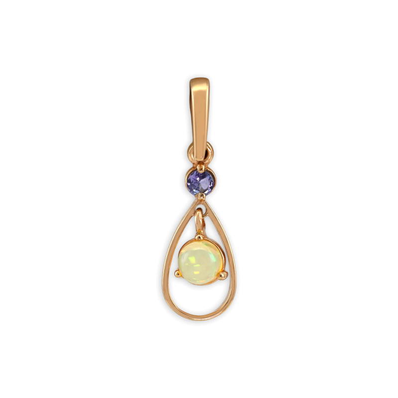 Серебряная подвеска с натуральным опалом и танзанитом