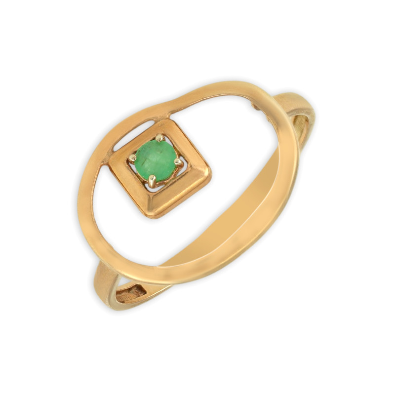 Серебряное кольцо с изумрудом и золочением