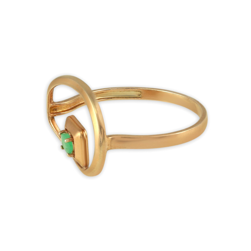 Серебряное кольцо с изумрудом и золочением