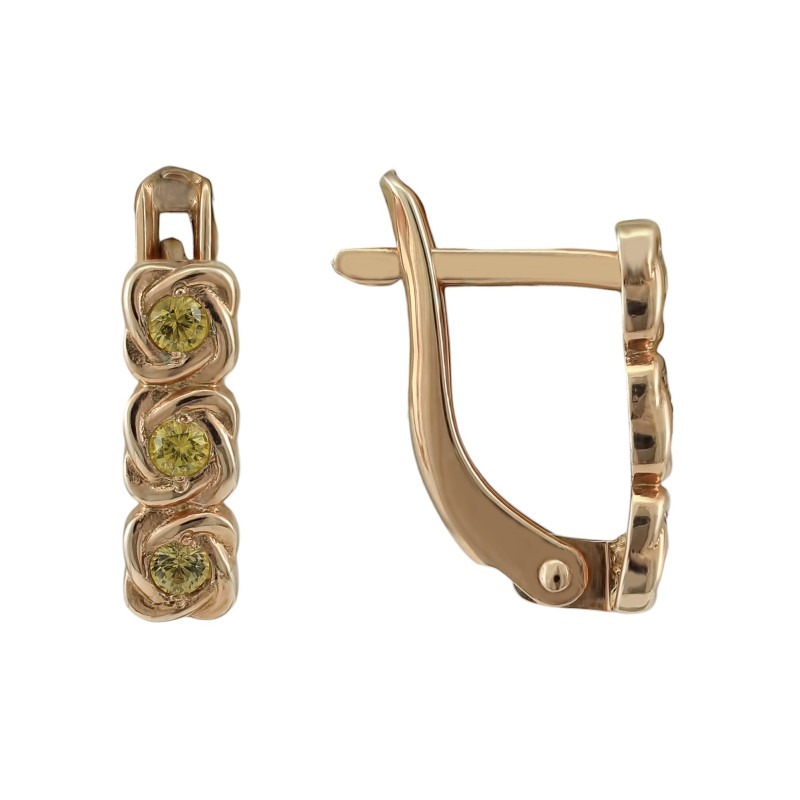 Серьги серебряные с сапфирами и позолотой