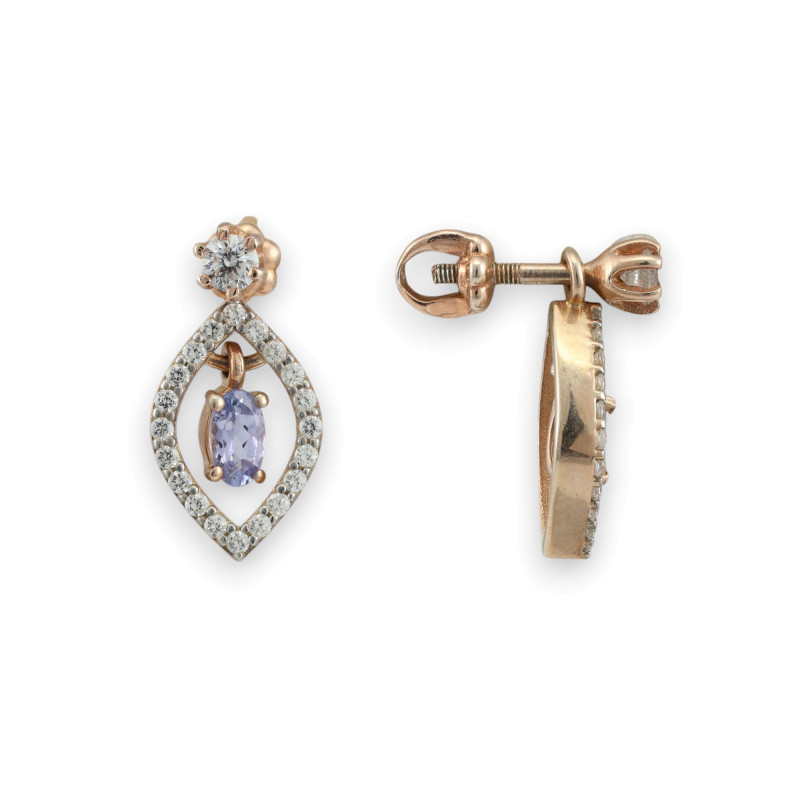 Серьги-пусеты с танзанитами и бриллиантами