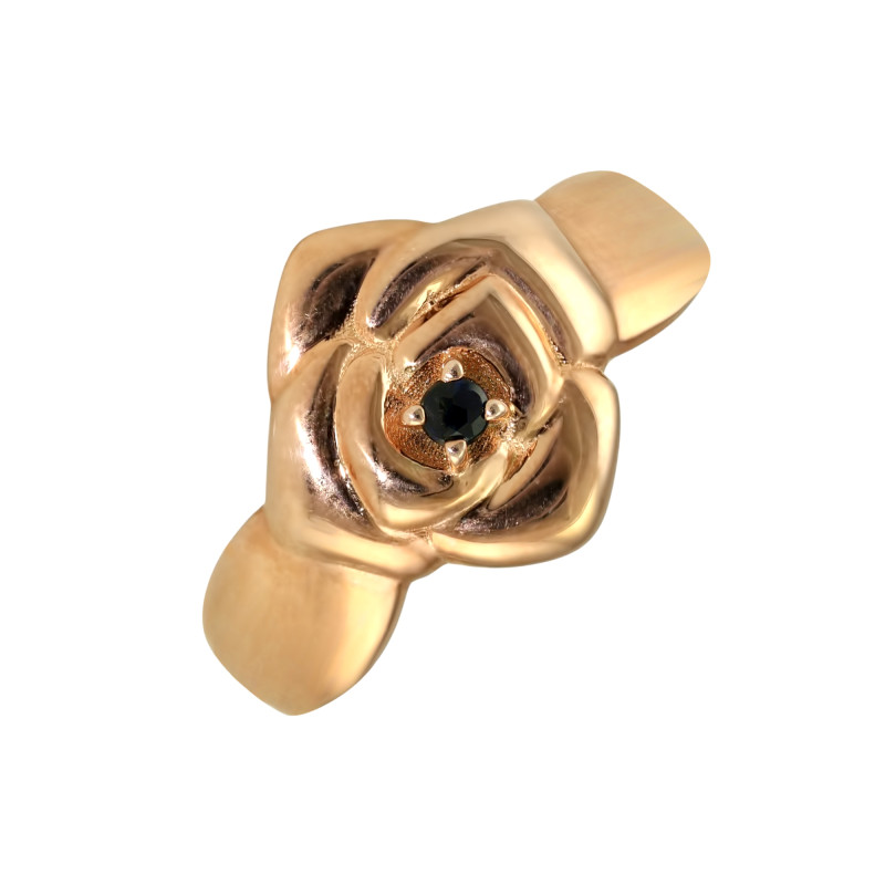 Серебряное кольцо золочёное с сапфиром