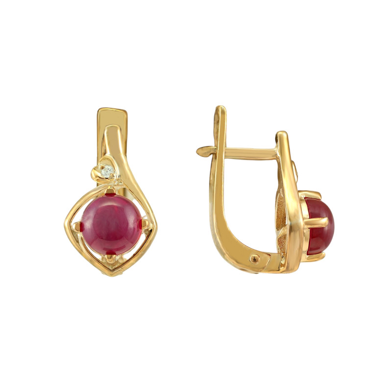 Серебряные серьги с рубином и фианитами