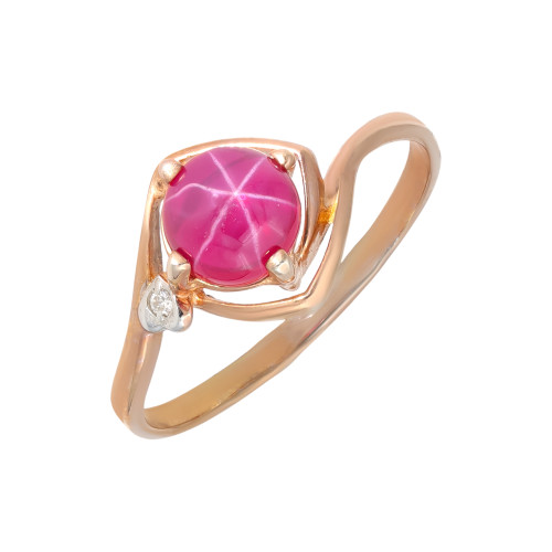 Кольцо из серебра с рубином и фианитом