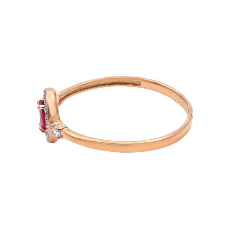 Серебряное кольцо с рубином и фианитами