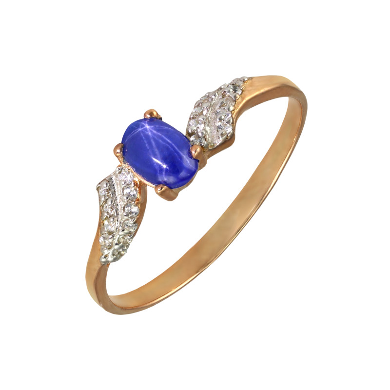 Кольцо из серебра с сапфиром и фианитами