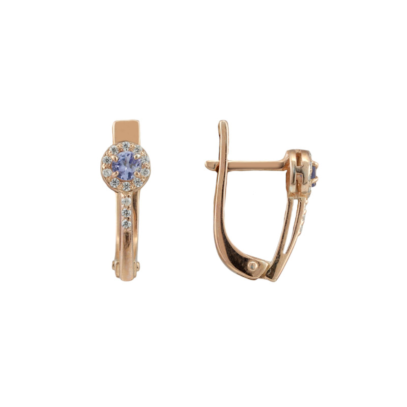 Серьги позолоченные с танзанитом