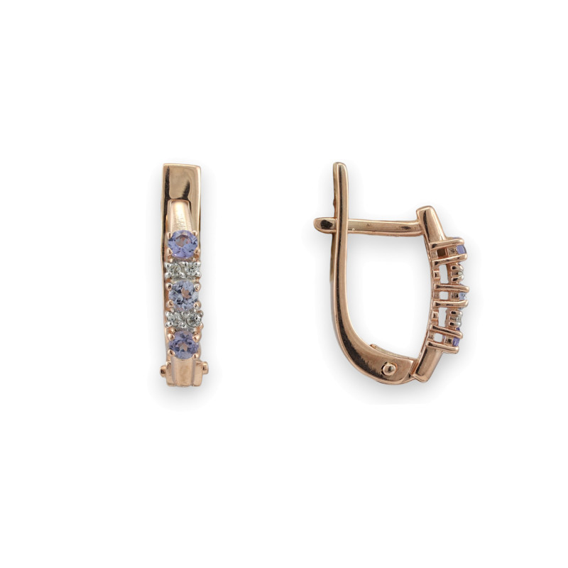 Серьги с танзанитом и фианитами