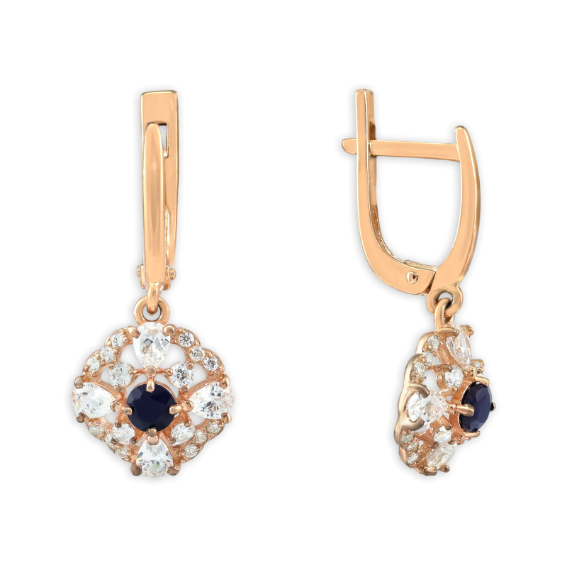 Серебряные серьги с опалом и фианитами