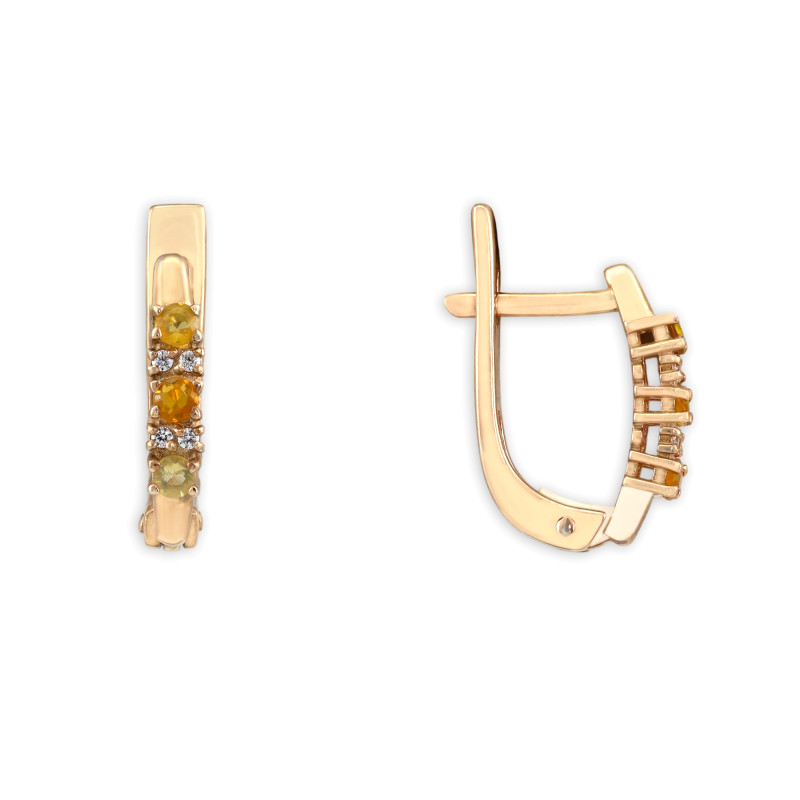 Серги из серебра с опалами и фианитами