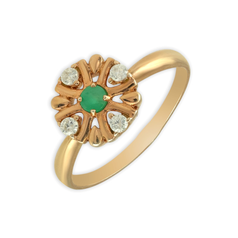 Серебряное кольцо с изумрудом и фианитами