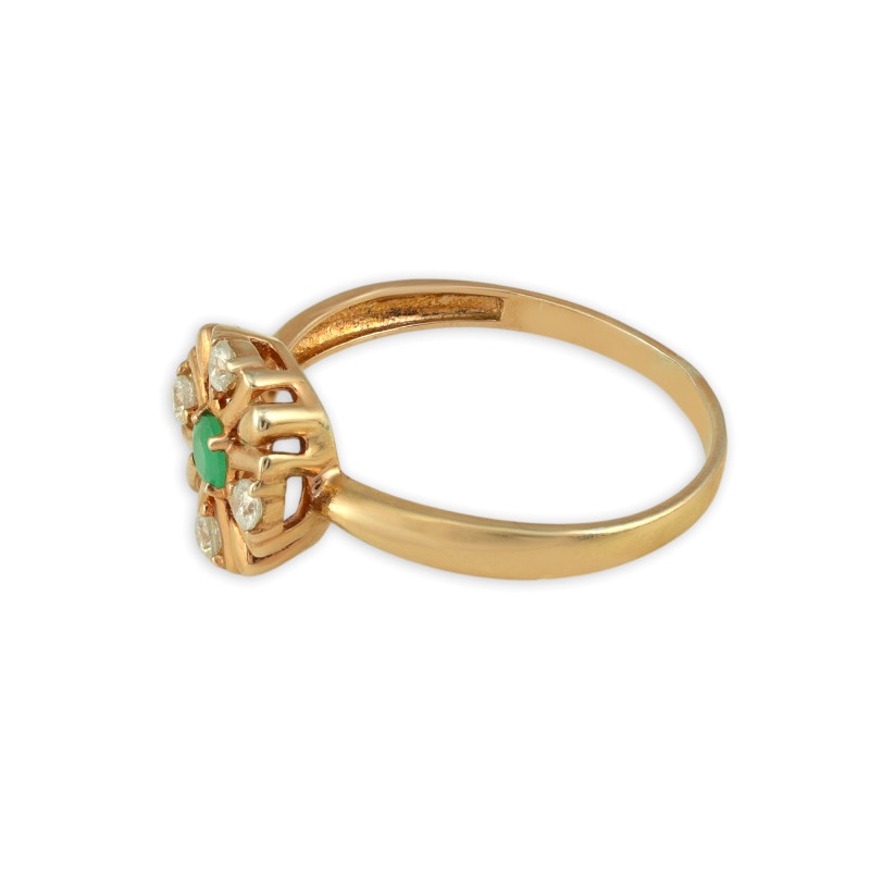 Серебряное кольцо с изумрудом и фианитами