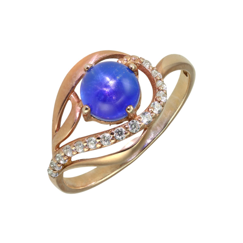 Кольцо из серебра с сапфиром и фианитами